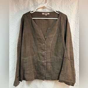 Flax Women's Large Brown Button-Up Top